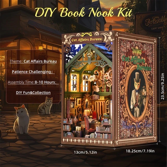 ETKVR DIY Book Nook Kit - Cat Affairs' Bureau - Image 5